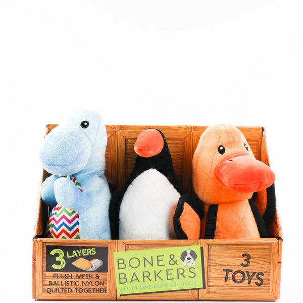 bone & barkers pliušiniai žaislai šuniui