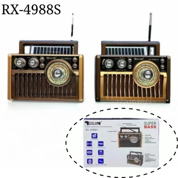 Golon RX-4988S Am Fm Sw Mp3 Bluetooth retro vintage radijas su saulės kolektoriumi